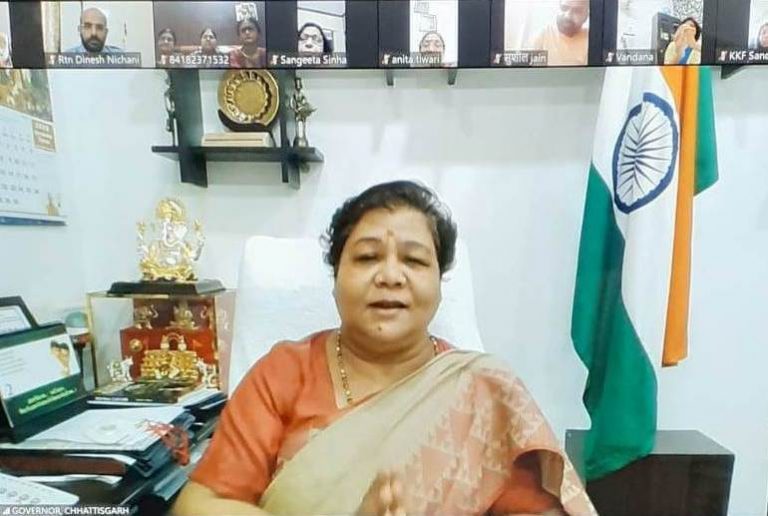 राज्यपाल अनुसुईया उइके कीर्तिश केयर फाउंडेशन द्वारा महिलाओं पर केन्द्रित प्रथम प्रोजेक्ट यूनिकॉर्न क्लब के वर्चुअल शुभारंभ कार्यक्रम में हुई शामिल