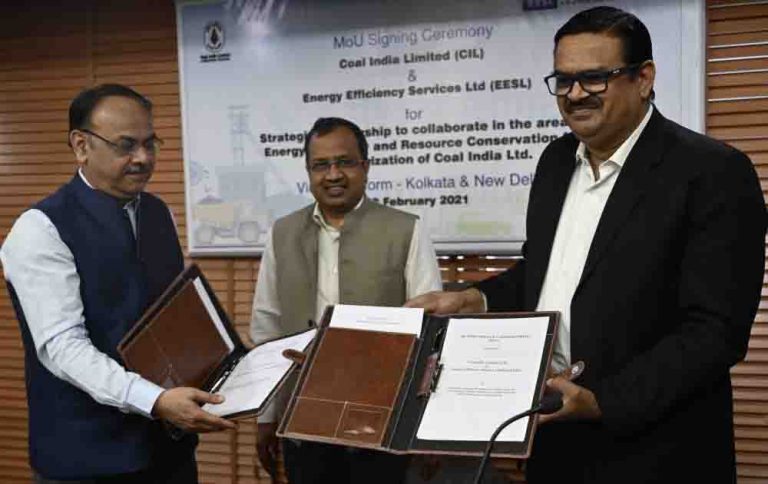 कोलइण्डिया का ईईएसएल के साथ ऊर्जा दक्षता और संसाधन संरक्षण के क्षेत्र में समझौता ज्ञापन हुआ