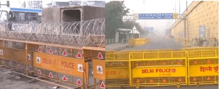 किसानों का एलान: सड़कों पर कीलें, सीमेंट की दीवारें और बैरिकेड्स लगे; दिल्ली में 12 मार्च तक धारा 144 लागू