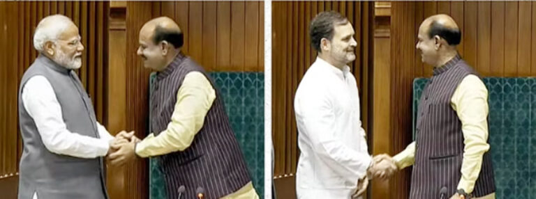 ओम बिरला चुने गए लोकसभा के अध्यक्ष; प्रधानमंत्री मोदी, रिजिजू और राहुल गांधी आसन तक लेकर गए