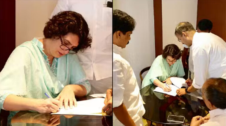 वायनाड लोकसभा उपचुनाव के लिए प्रियंका गांधी ने नामांकन का पर्चा भरा