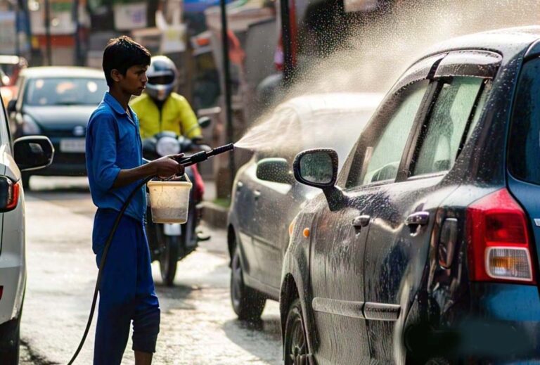 स्टेट हाईवे पर सड़क किनारे वाहन धुलाई केंद्र : राहगीरों के लिए बढ़ता खतरा