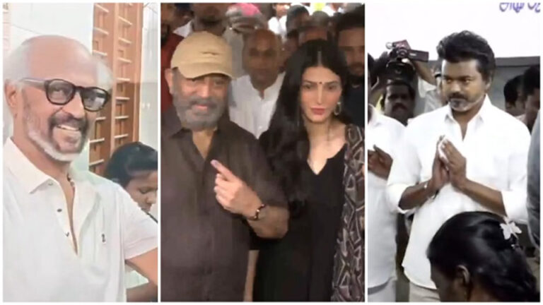रजनीकांत और कमल हासन ने डाला वोट, भीड़ ने विजय को घेरा; धनुष मतदान करने पहुंचे
