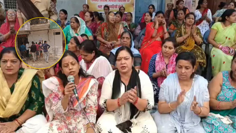 सेंट्रल मार्केट: सात टीमों ने नोटिस देने किए शुरू, भारी पुलिस बल तैनात, महिलाओं ने धरने पर पढ़ी हनुमान चालीसा