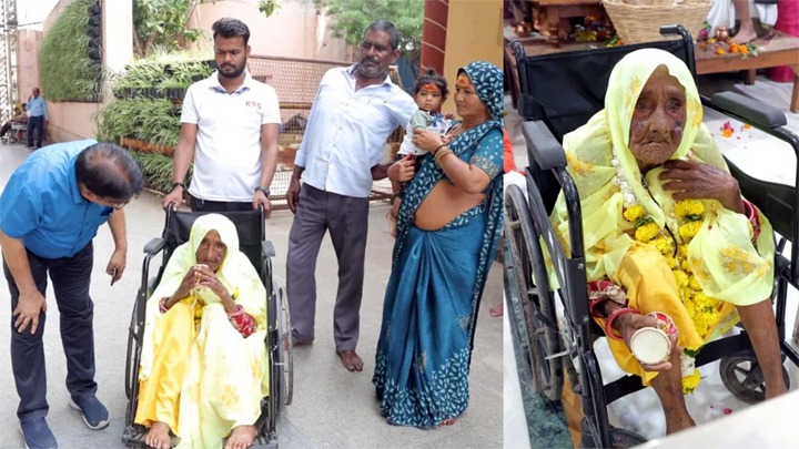 108 साल की धनी बाई ने थामी कांवड़