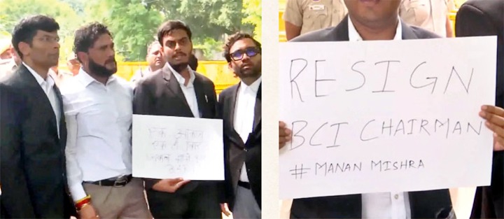 दिल्ली में वकीलों का प्रदर्शन: बीसीआई चेयरमैन के इस्तीफे की मांग